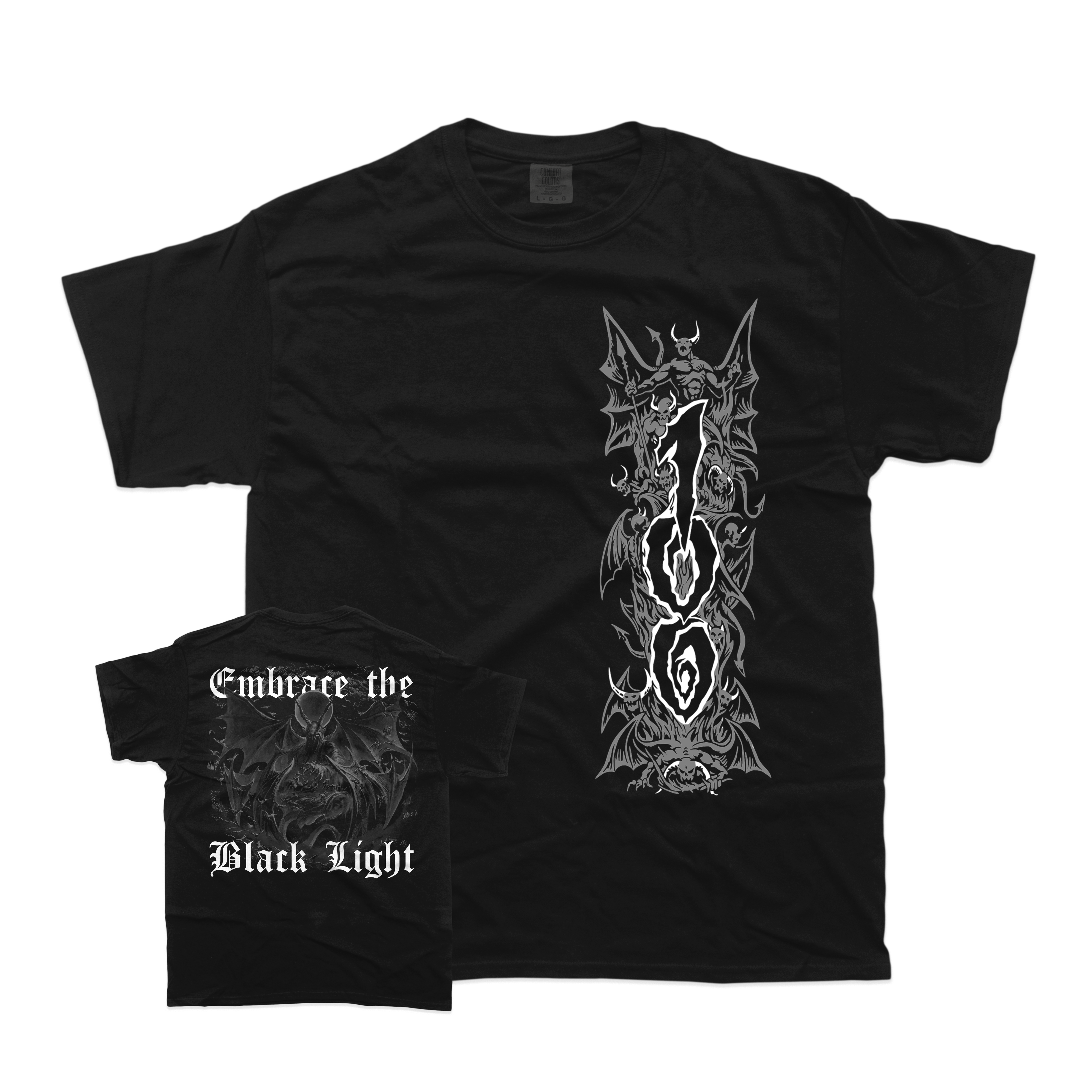 100 Demons - Vertical Demon: Black / White - Black T-Shirt