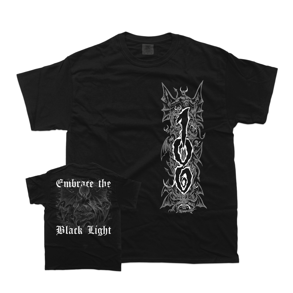 100 Demons - Vertical Demon: Black / White - Black T-Shirt **PREORDER*