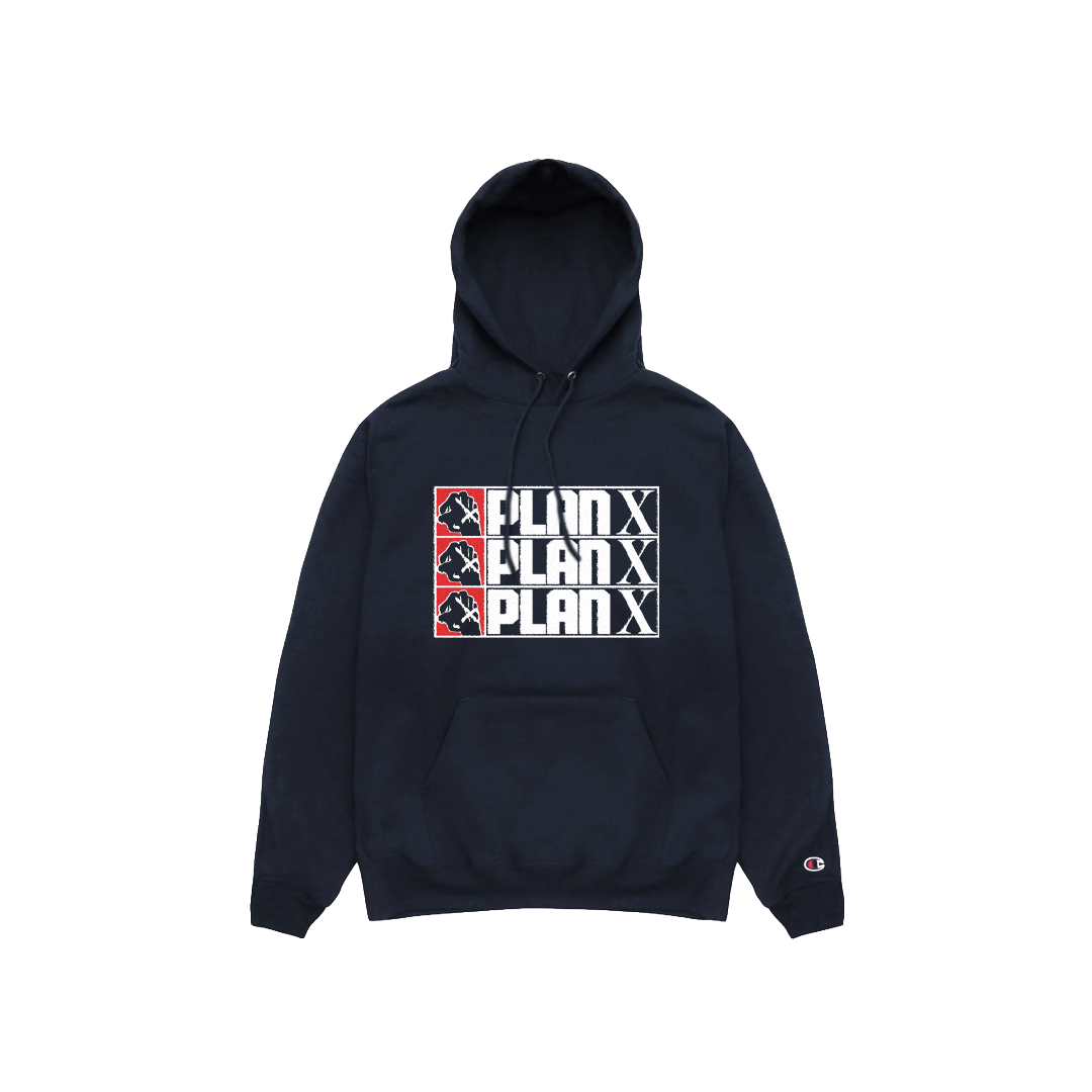 Plan X - Triple Logo Navy Hoodie **PREORDER**
