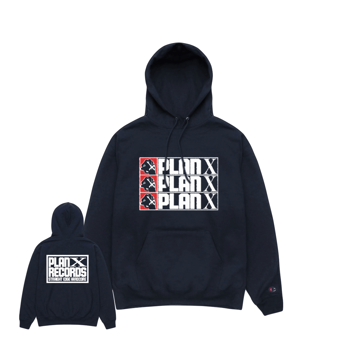 Plan X - Triple Logo Navy Hoodie **PREORDER**