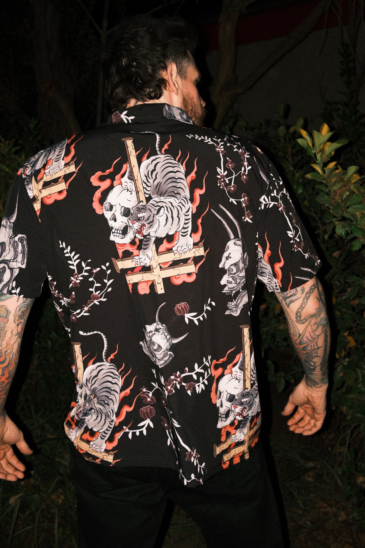 Twitching Tongues Black Hawaiian Shirt *PREORDER*