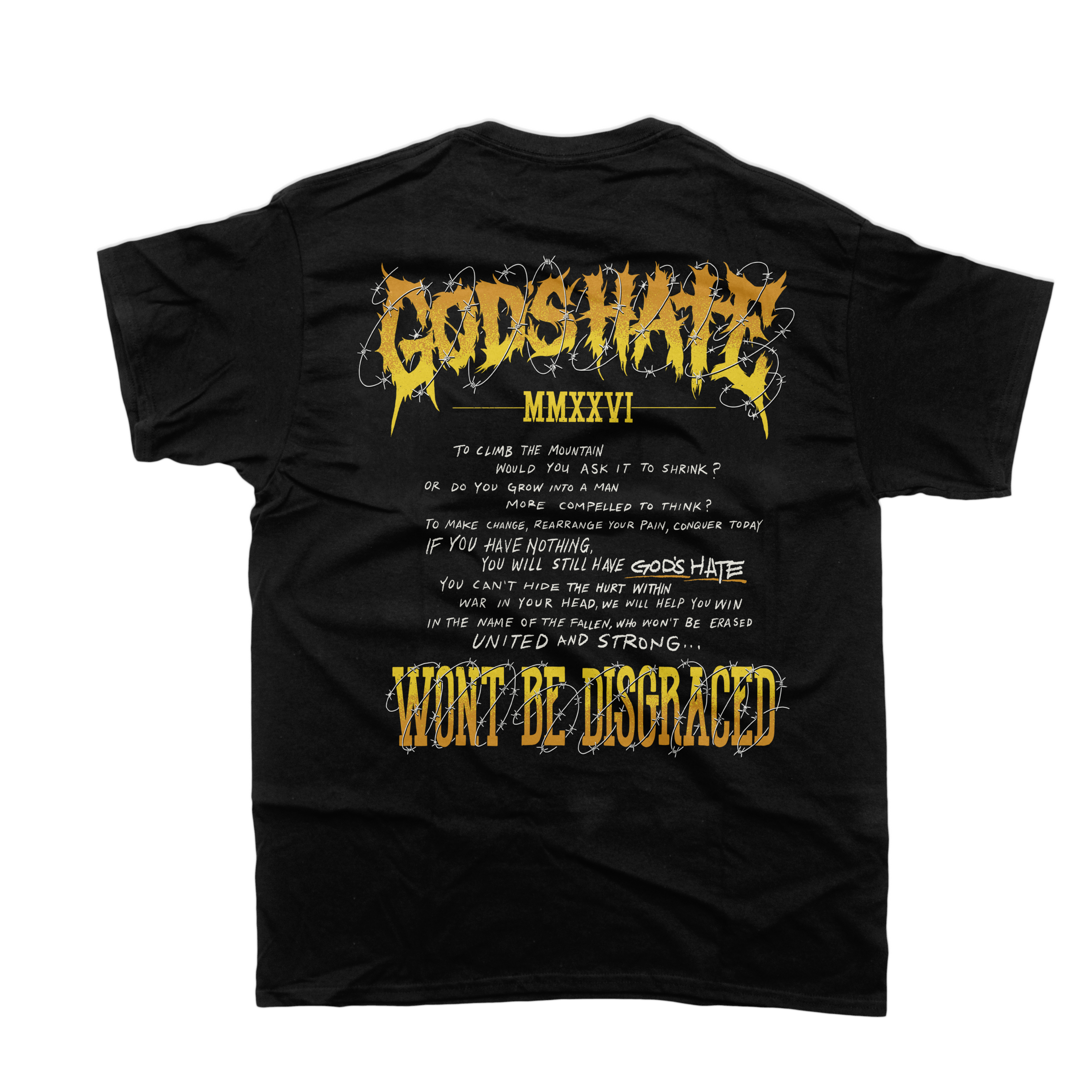 God's Hate - Won't Be Disgraced Black T-Shirt **PREORDER**
