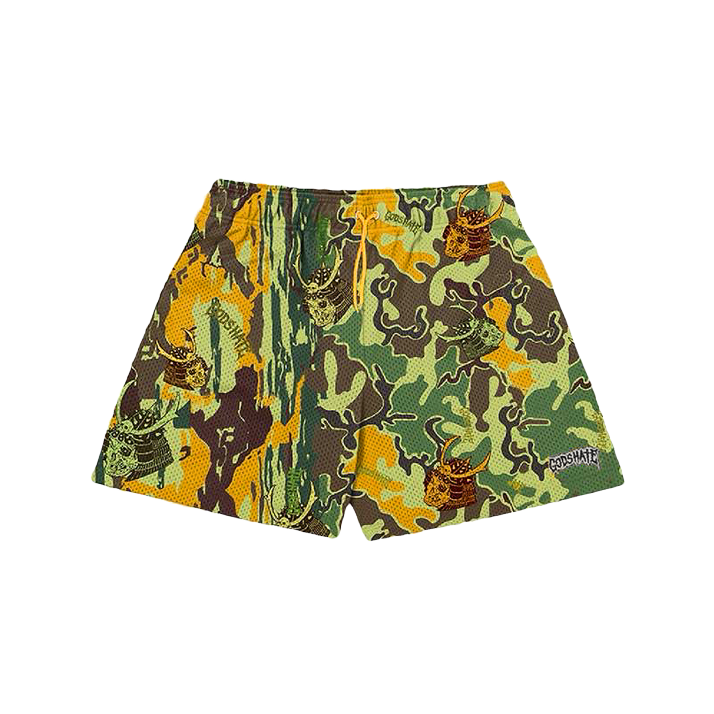 God's Hate Orange Samurai Camo Shorts