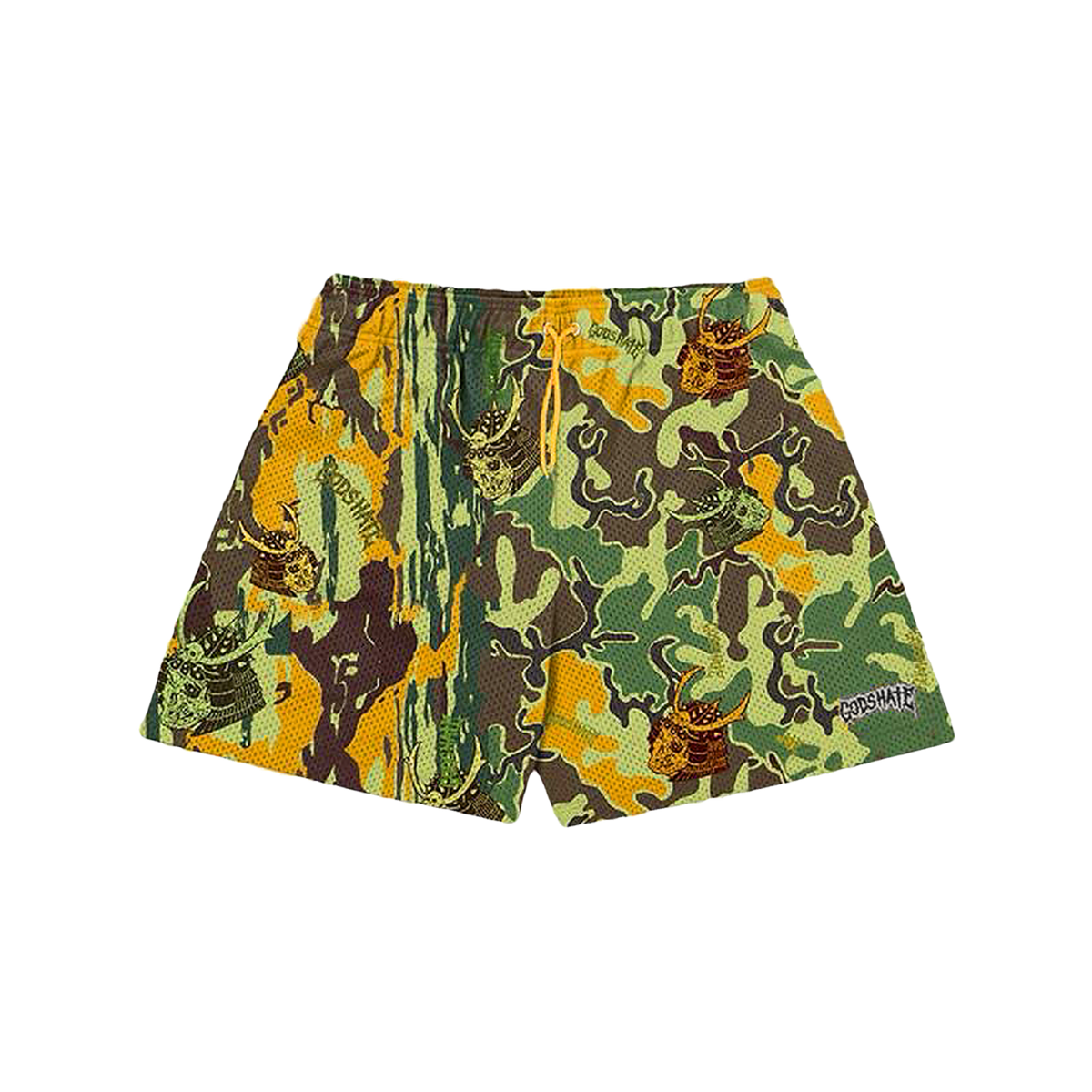 God's Hate Orange Samurai Camo Shorts