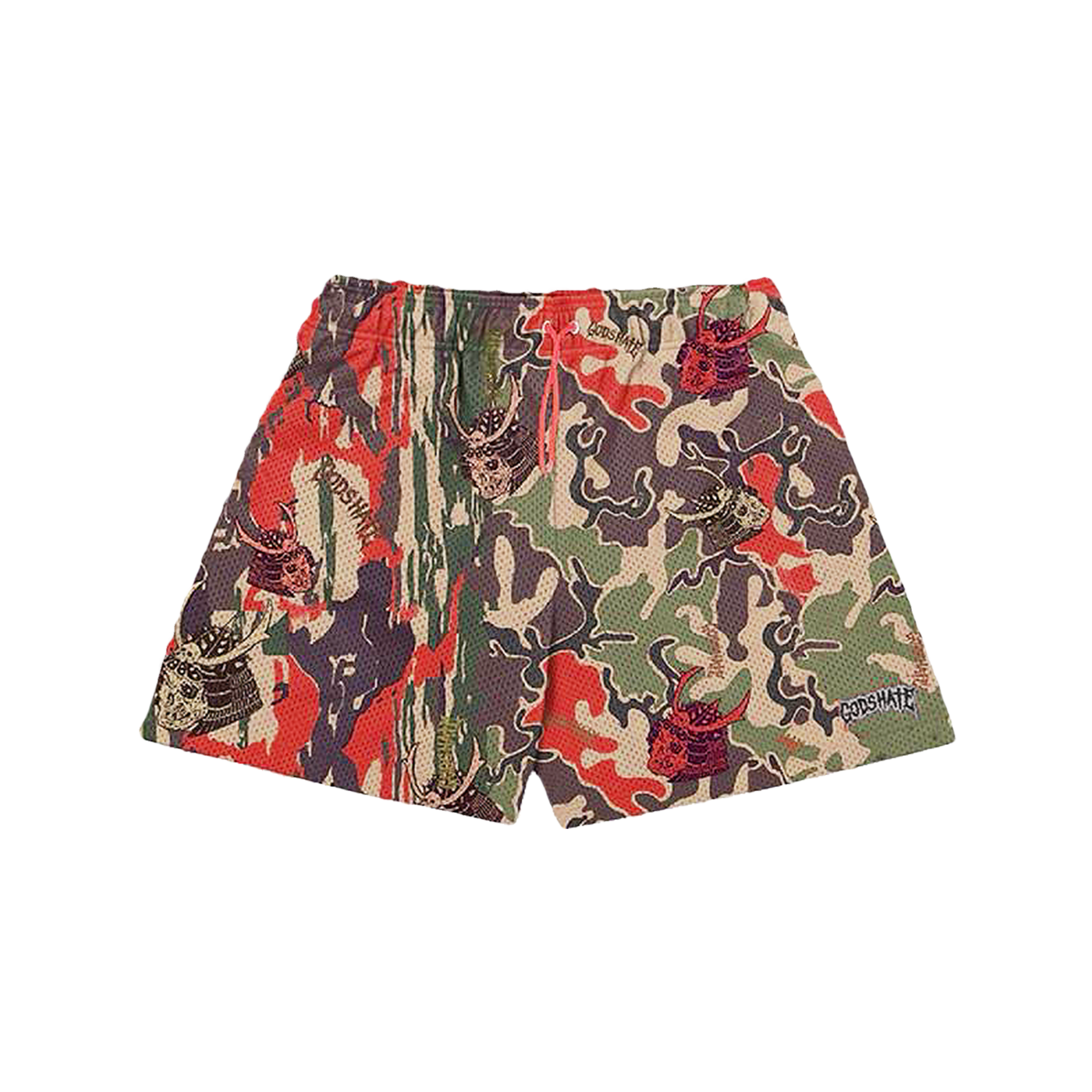 God's Hate Red Samurai Camo Shorts