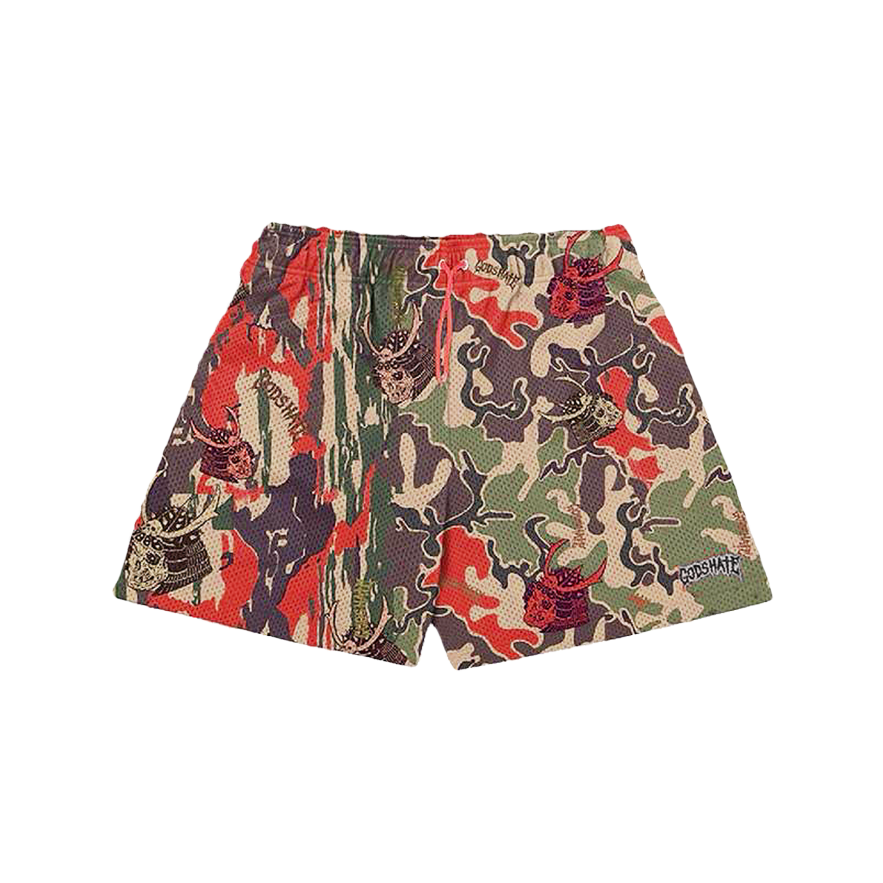 God's Hate Red Samurai Camo Shorts