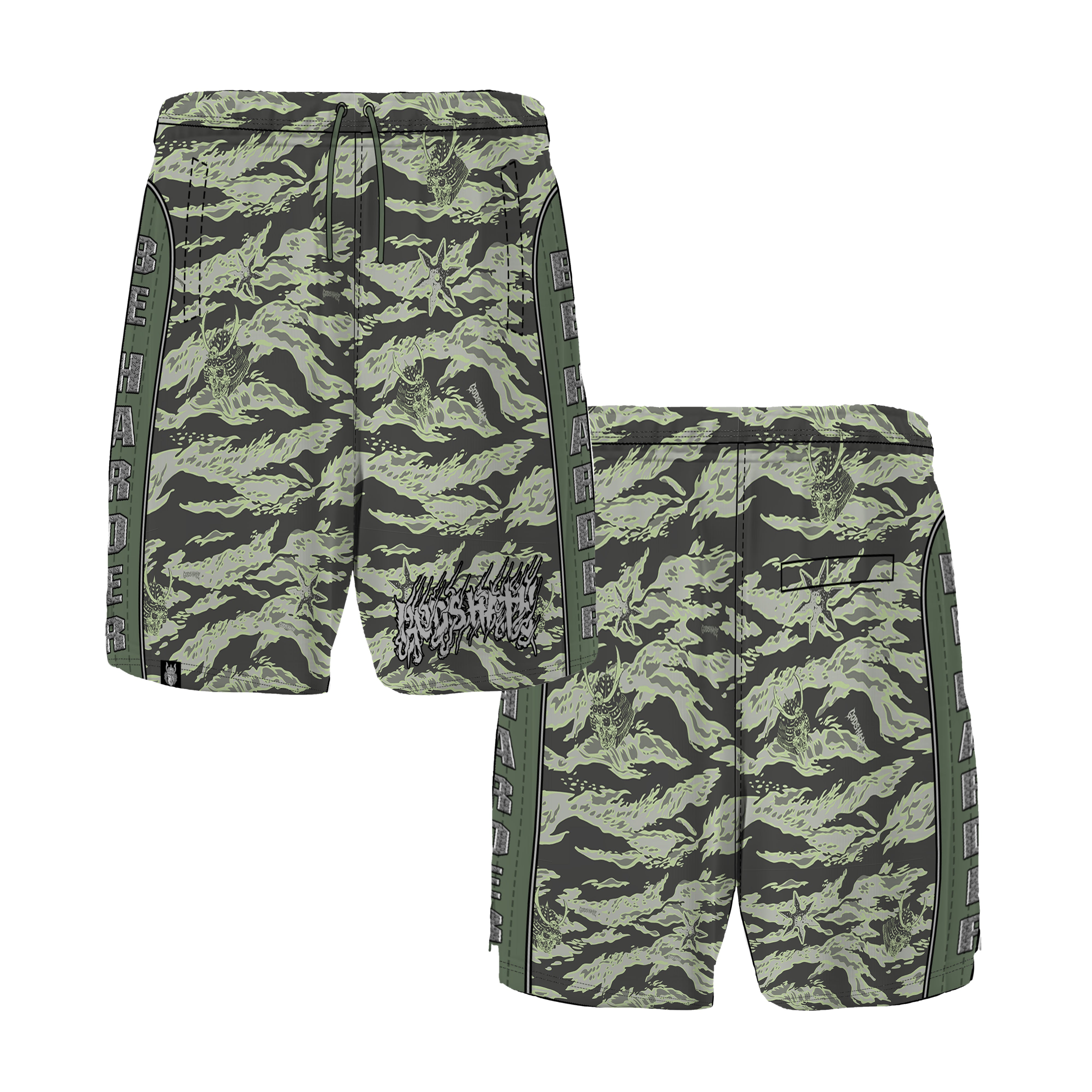 God's Hate - Be Harder Camo Soccer Shorts  **PREORDER**