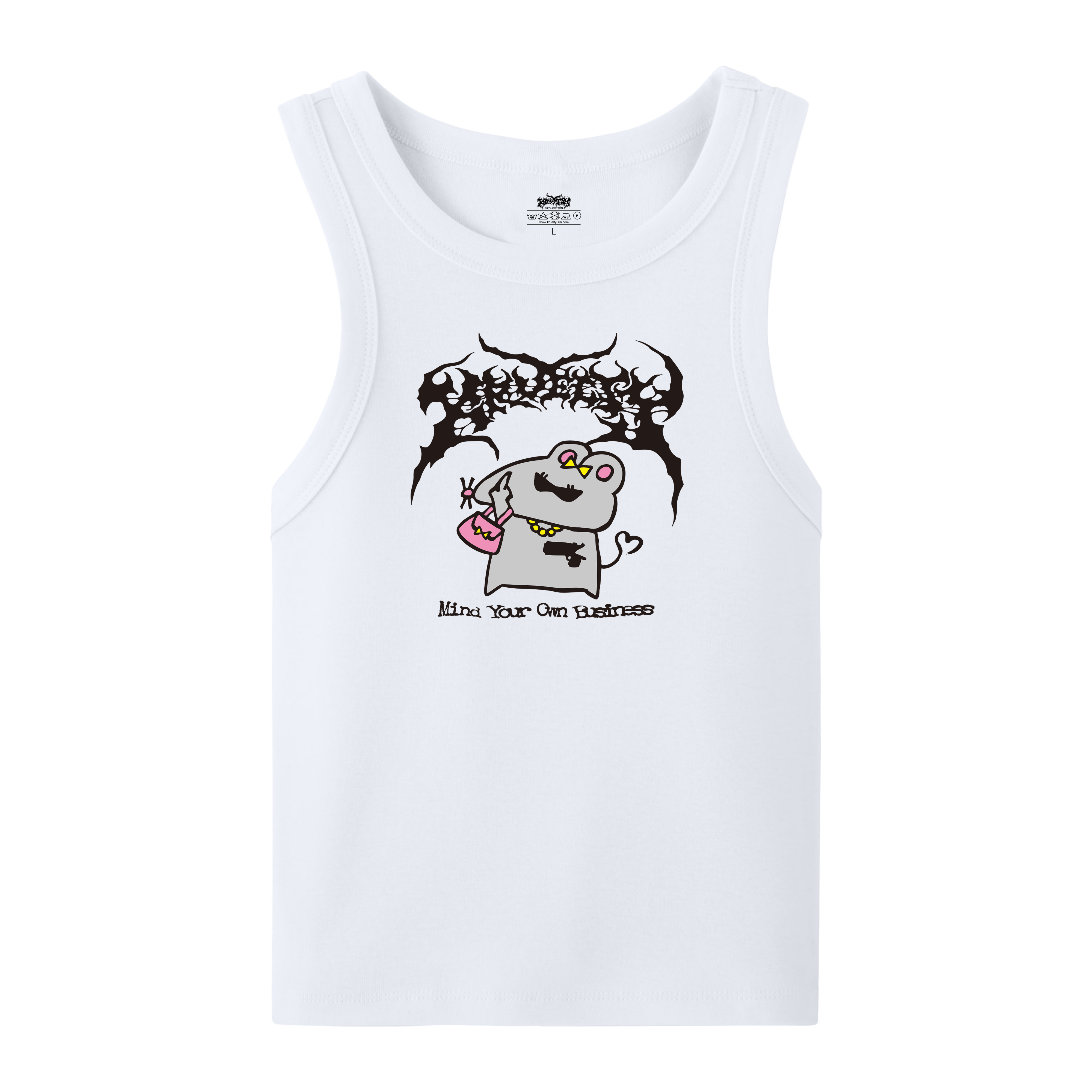 Kruelty - Mind Your Own Business White Cropped Tank