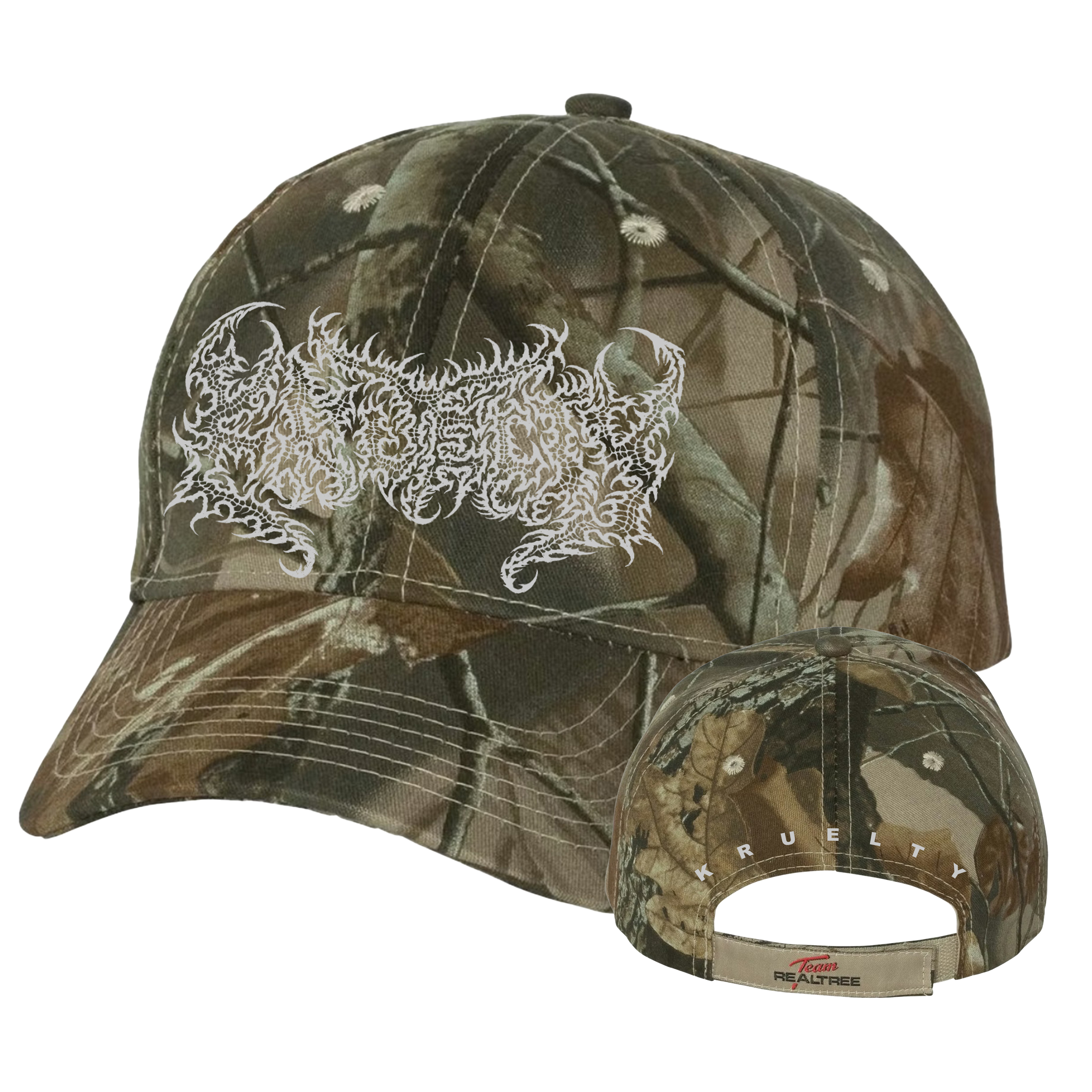 Kruelty - White Logo - Realtree Camo Velcro Hat