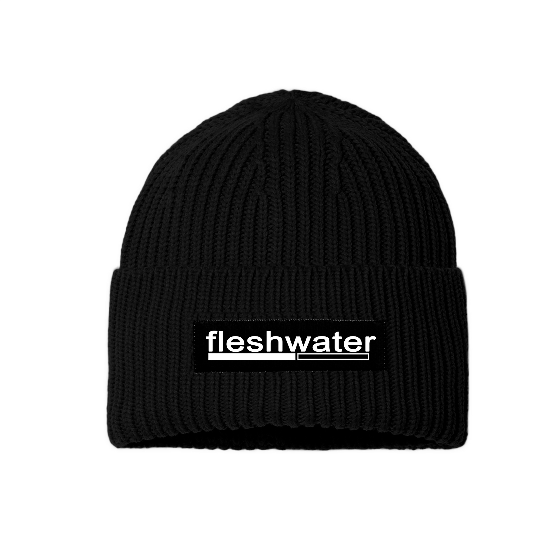 Fleshwater Logo Patch Beanie Black
